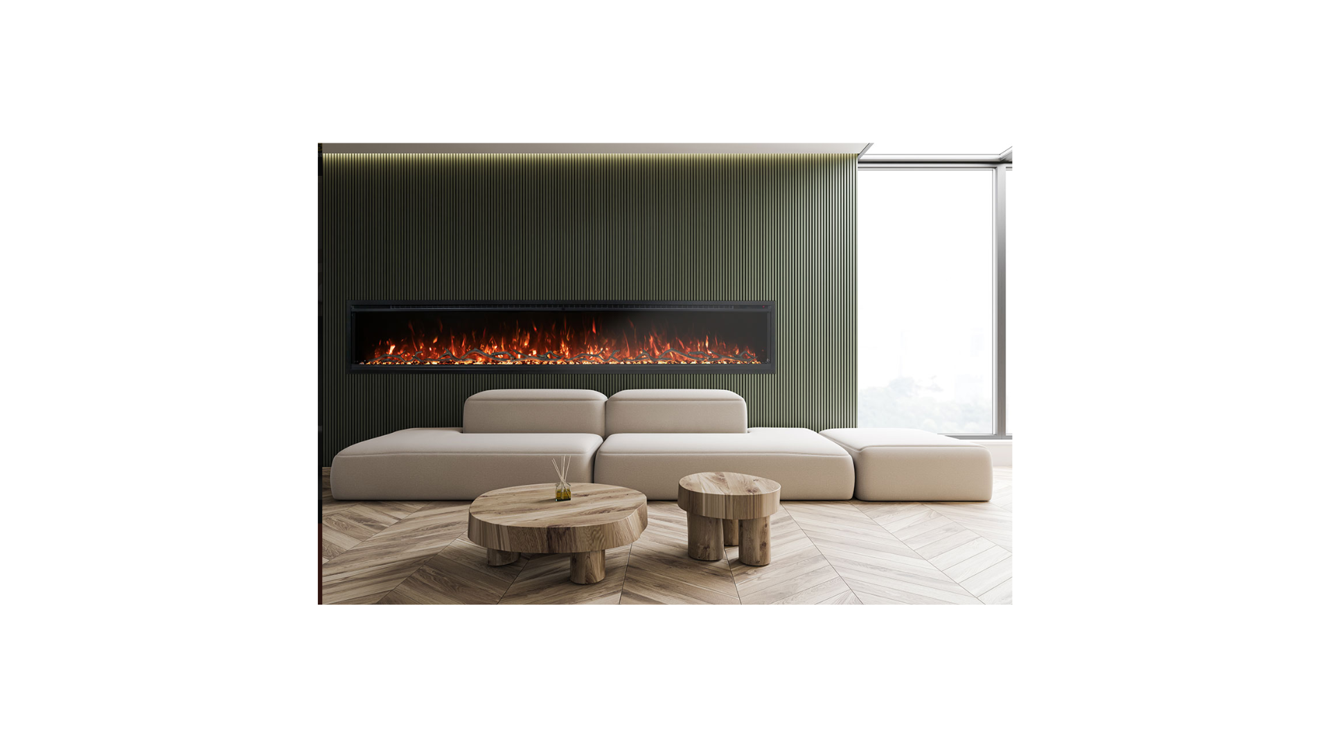 Modern Flames Orion Slim 100 inch Built-In Heliovision Electric Fireplace OR100-SLIM