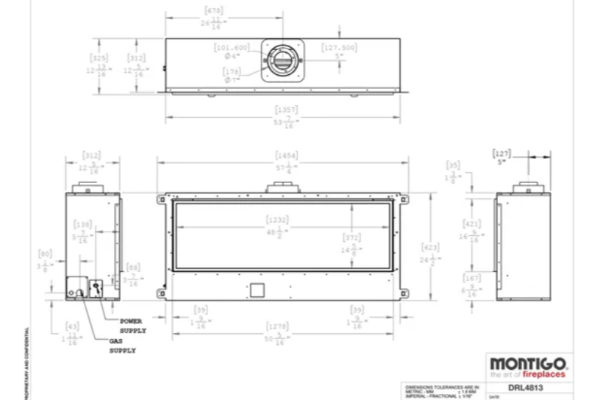 Montigo Delray 48 inch Linear Direct-Vent Gas Fireplace DRL4813NI-2 (Full Load)