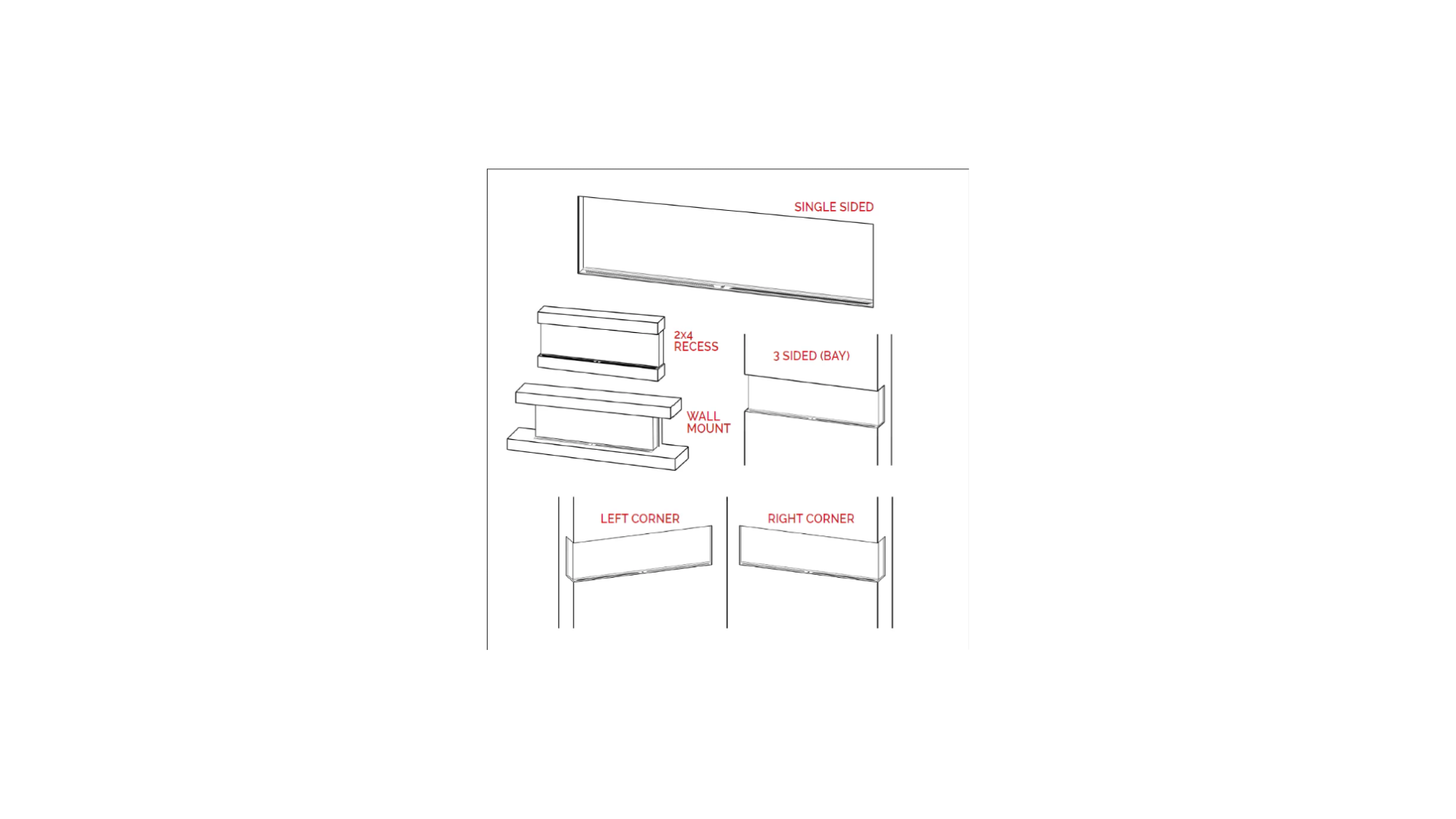 Modern Flames Landscape Pro 80 inch Multi-Sided Built in Electric Fireplace LPM-8016